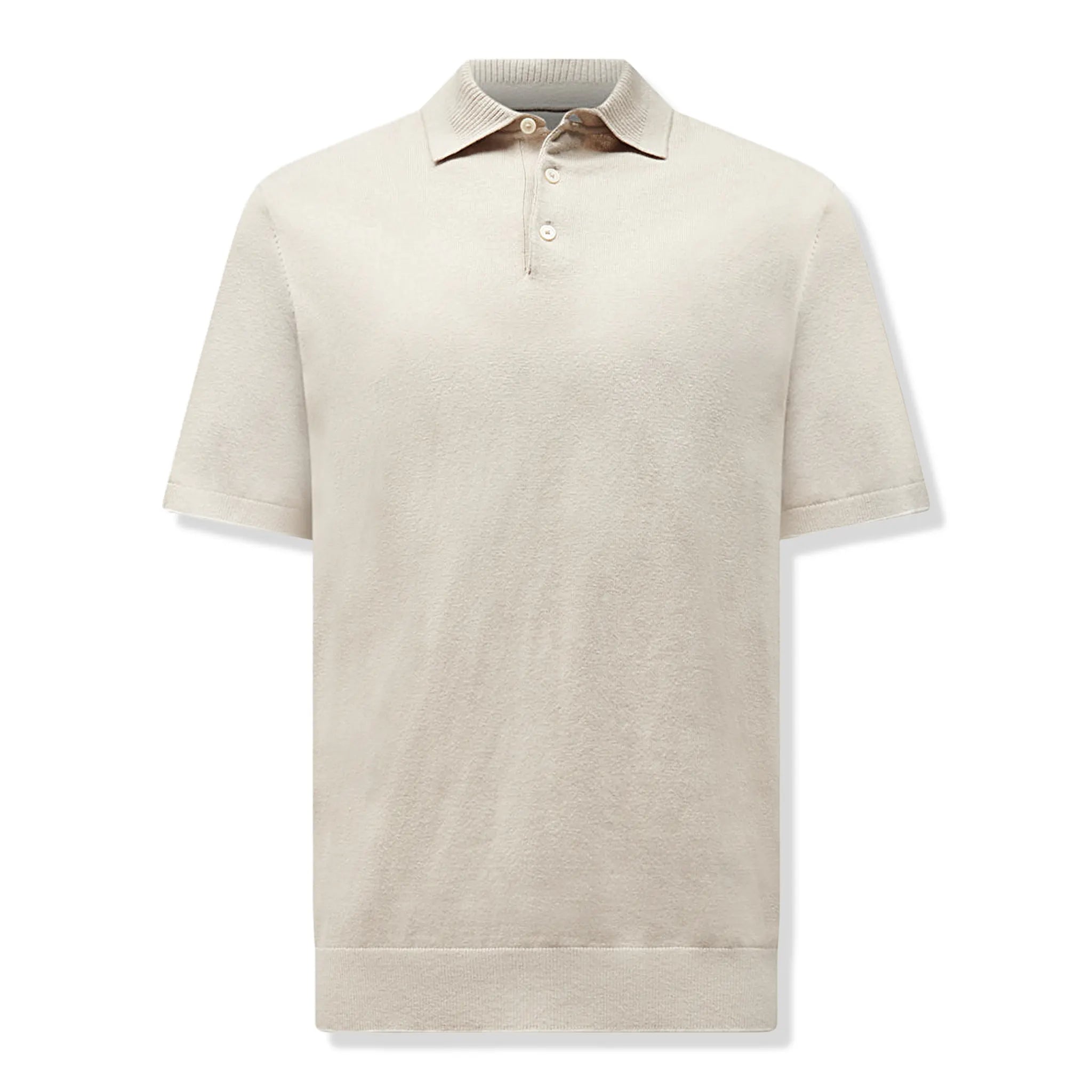 Front View of Peckham Rye Ocean Textured Knit Peyote Polo Shirt